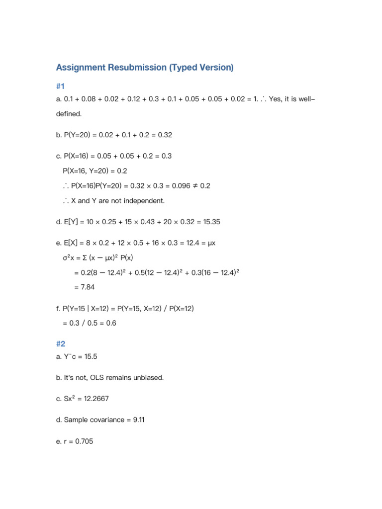 Statistical Analysis Assignment Resubmission | PDF