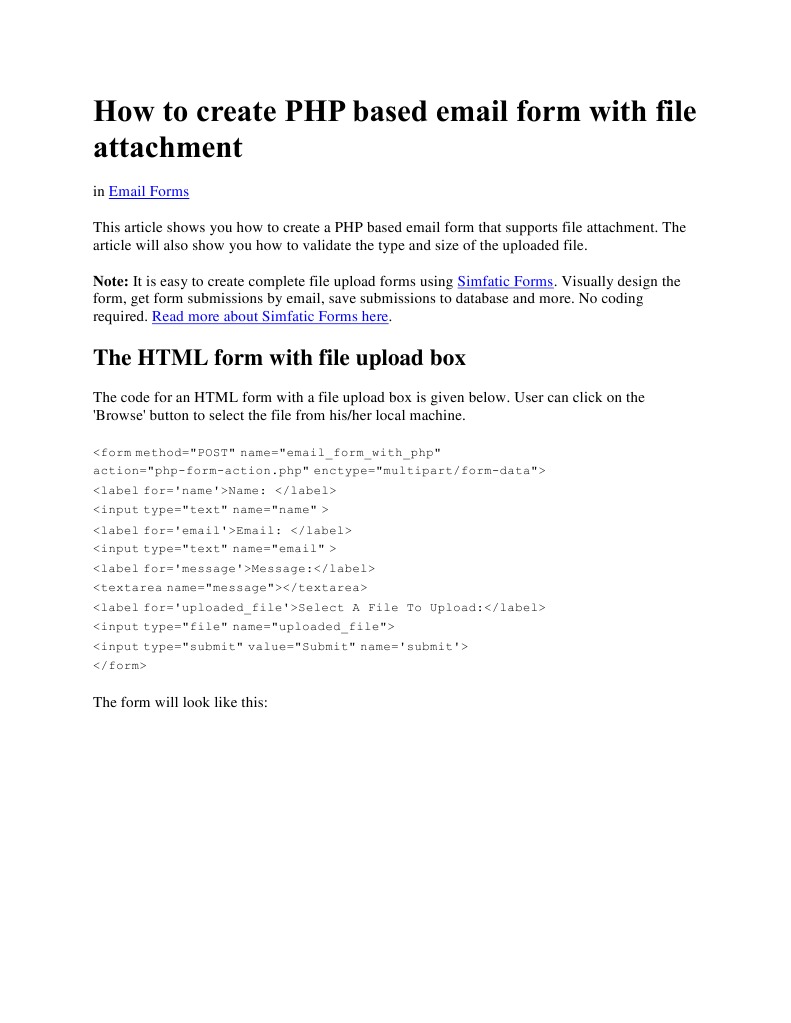 How to create PHP based email form with file attachment.docx Email Computing