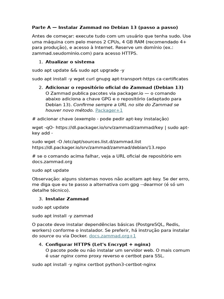 Instalação do Zammad no Debian 13 | PDF | Segurança da camada de ...