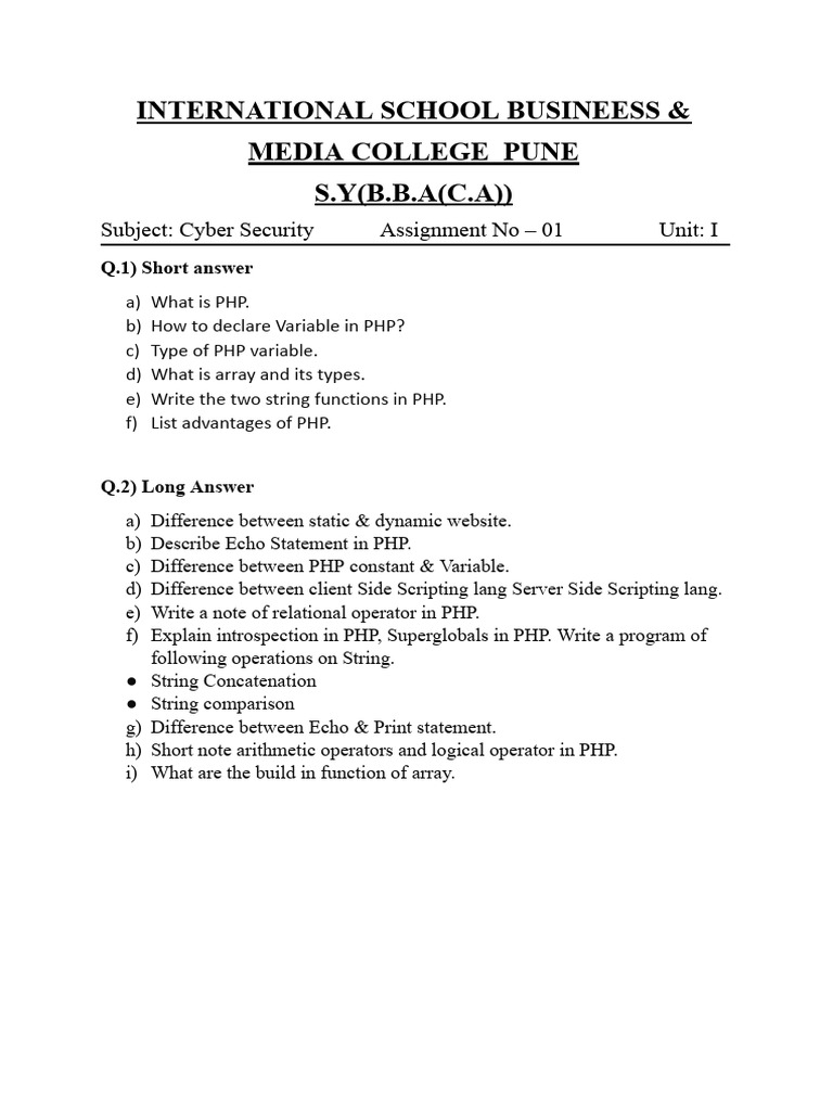 Assignment 1 For PHP | PDF