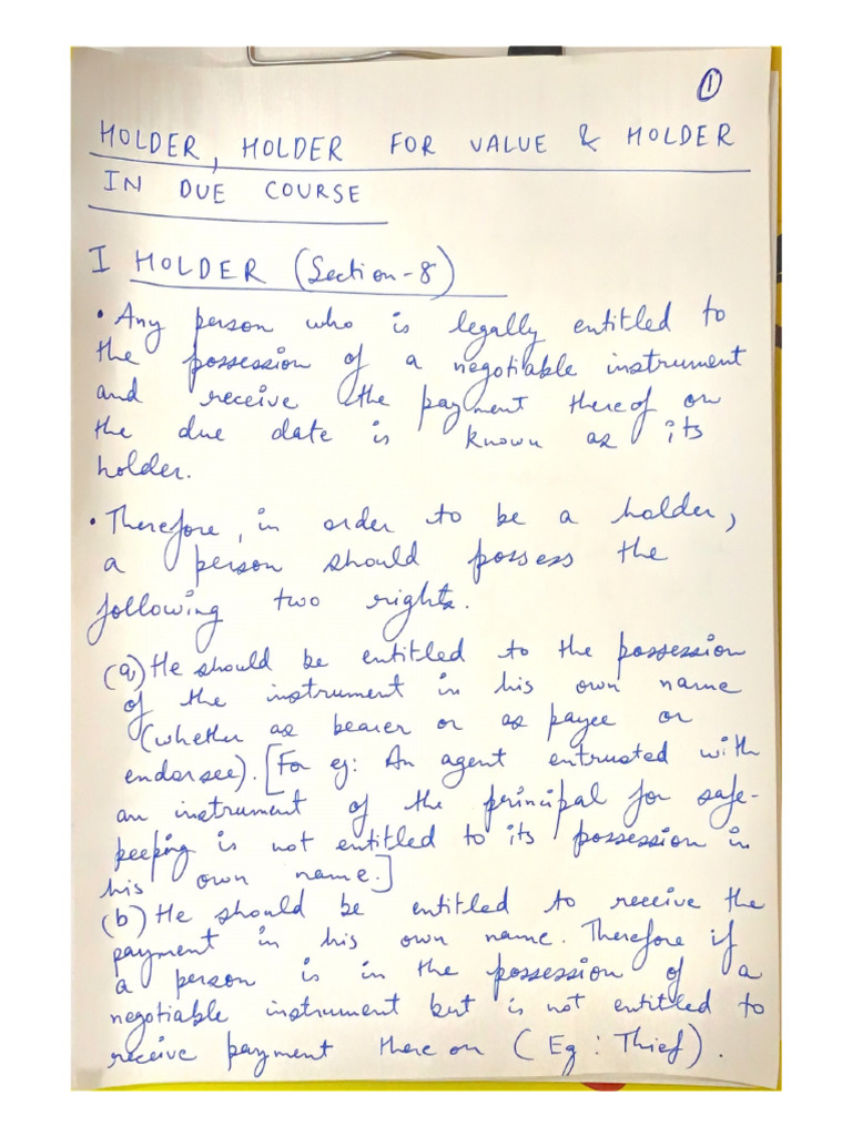 Holder and Due Course | PDF