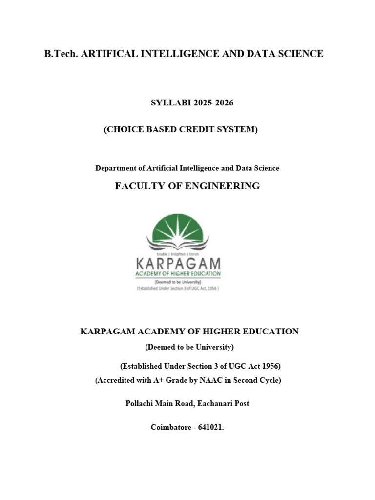 B.Tech AI & Data Science Syllabus 2025-26 | PDF | Engineering ...