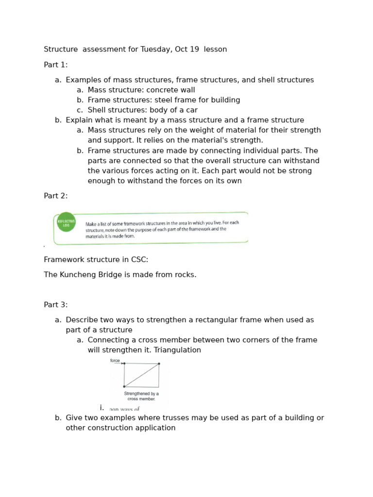 Structural Assessment for Oct 19 Lesson | PDF