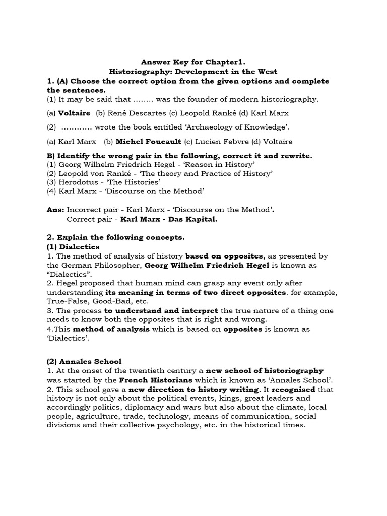 Historiography Answer Key: Chapter 1 | PDF | Historiography | Michel ...