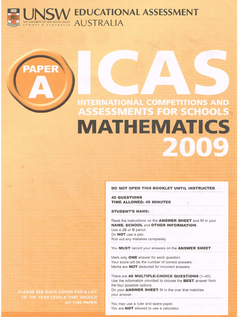 Maths A 2009 With Answers | PDF