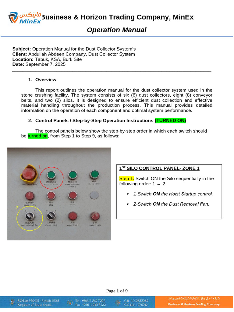 Dust Collector System Operation Manual | PDF