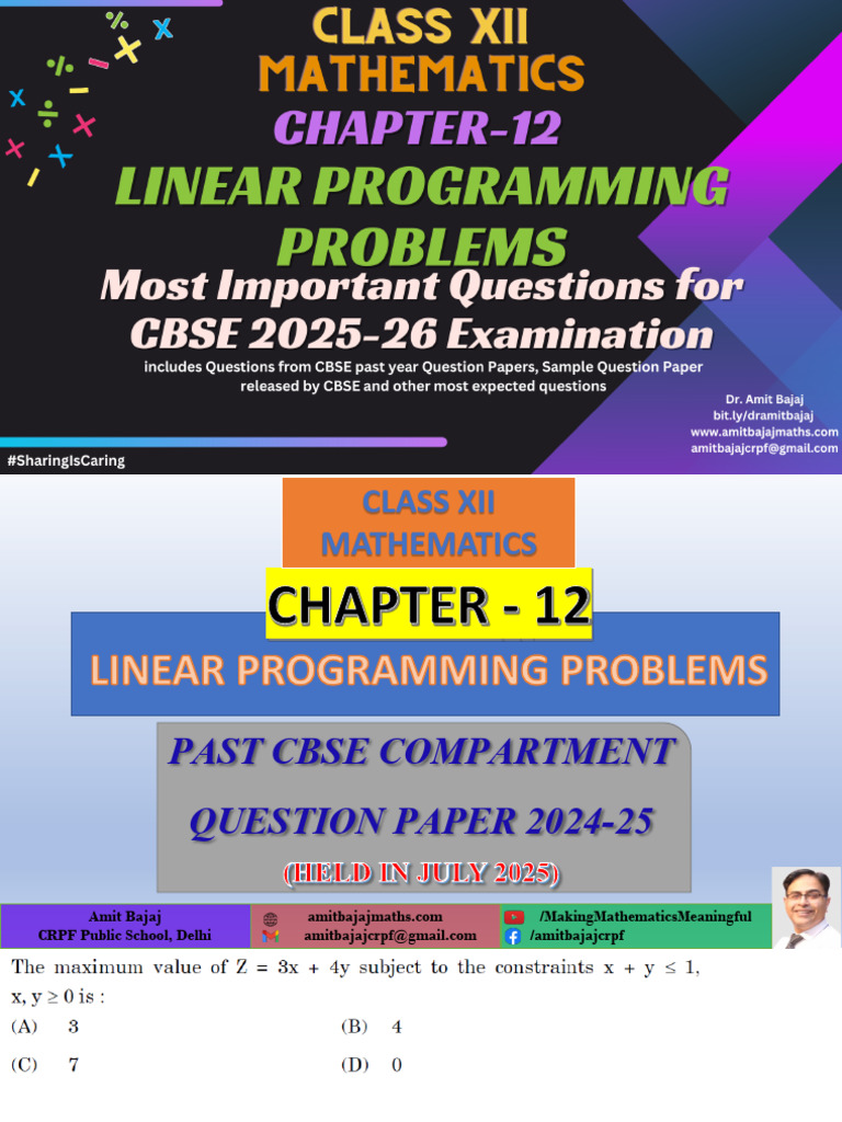 CBSE Class XII Linear Programming Questions | PDF | Government Of India ...