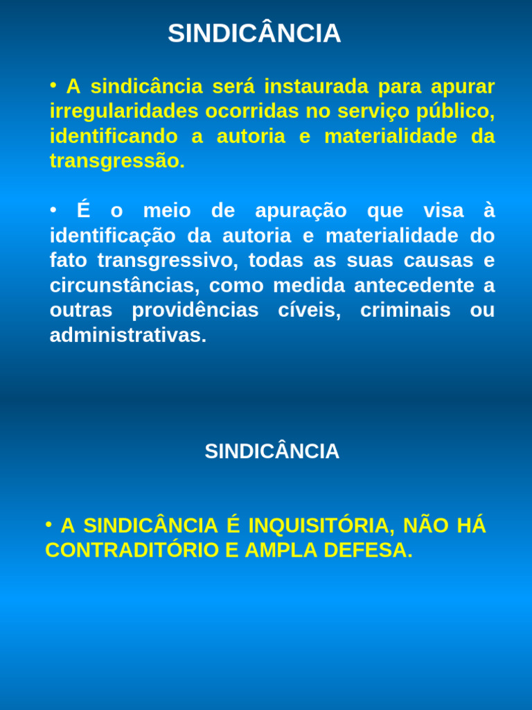 AULA 4- Sindicância | PDF | Justiça | Crime e Violência