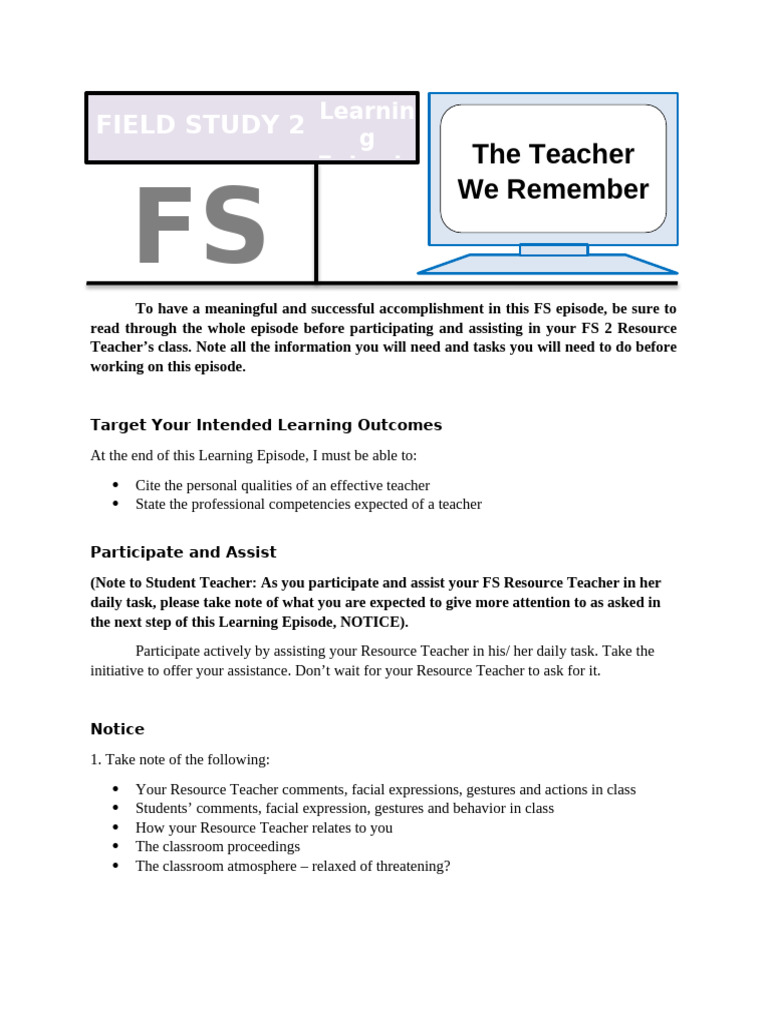 FS-2-Eps.-1-19 | PDF | Learning | Teachers