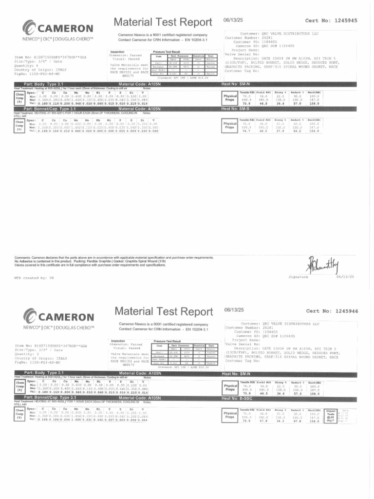 64 Gate Valve - .750 1500# SW A105n API HT # SM-N | PDF