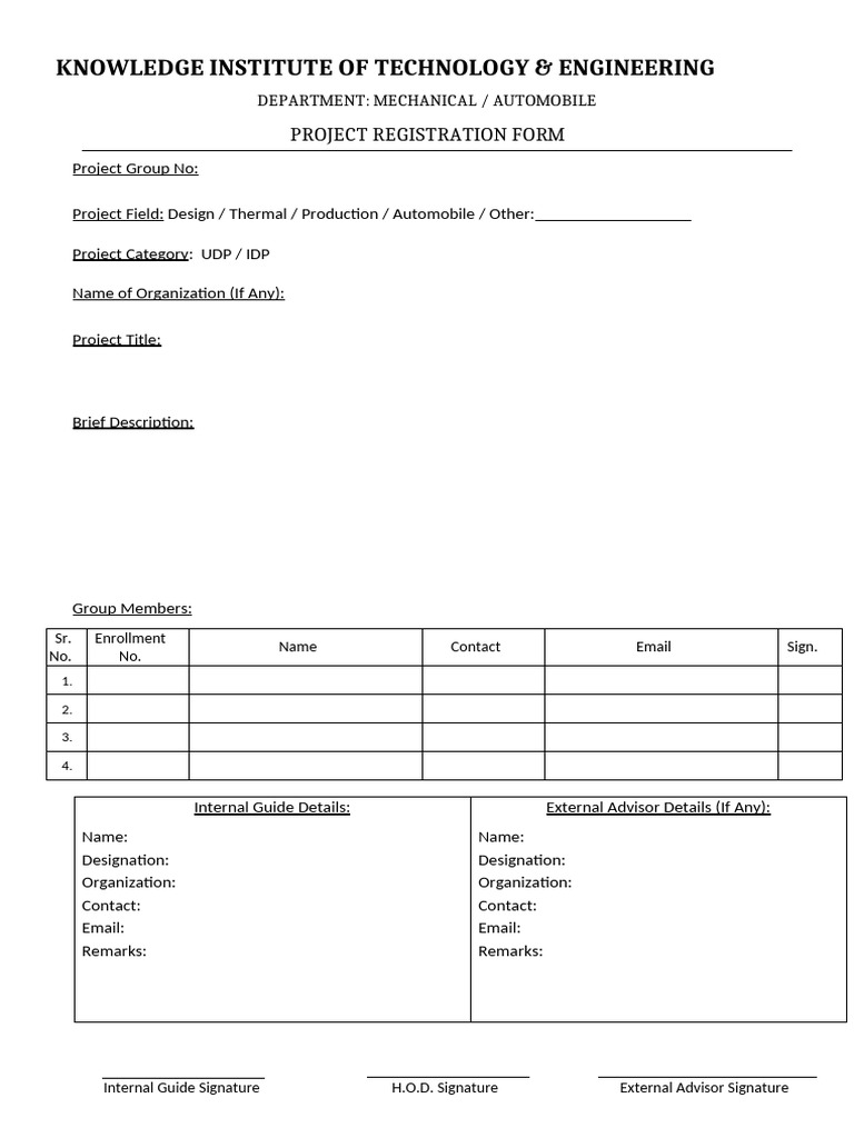 Project Registration Form | PDF
