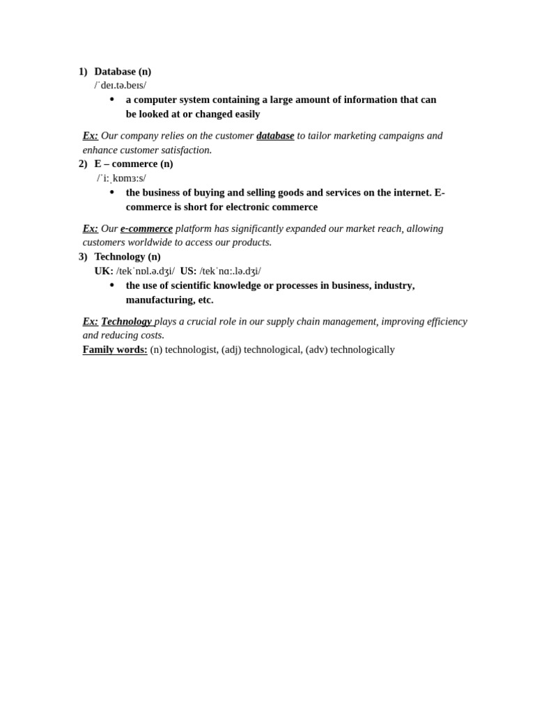 Database, E-commerce, and Technology Explained | PDF