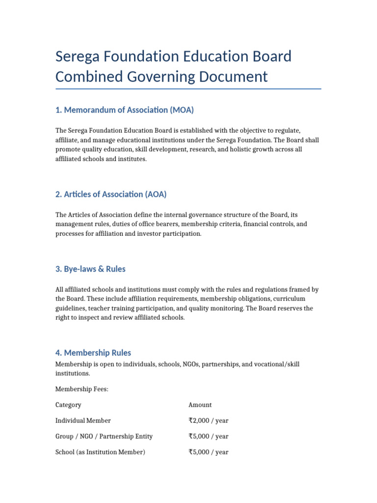 Serega Foundation Education Board Guidelines | PDF | Vocational ...