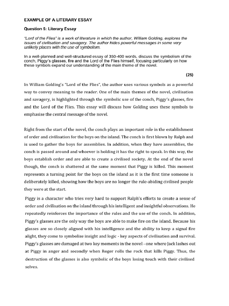 Example of A Literature Essay | PDF