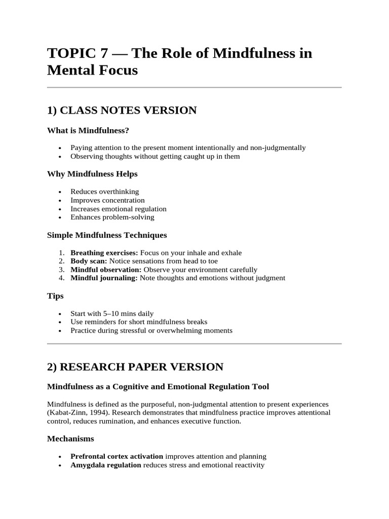 Mindfulness Techniques for Focus | PDF