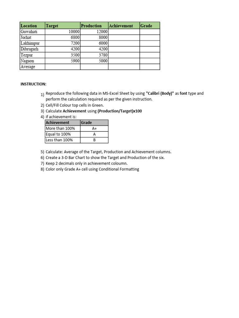 Excel Production Target Analysis Guide | PDF