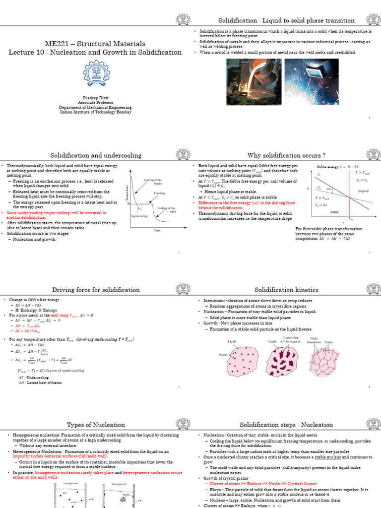 ME221 - 25 - Lecture 10 - Solidification - Nucleation and Growth | PDF ...