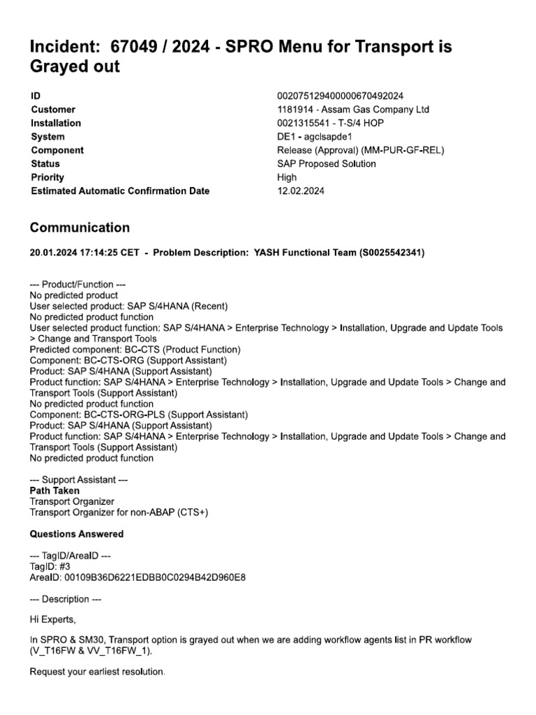 2024 SPRO Menu For Transport Is Grayedout | PDF