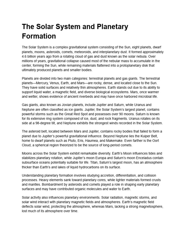 Solar System Formation and Planet Types | PDF | Planets | Solar System