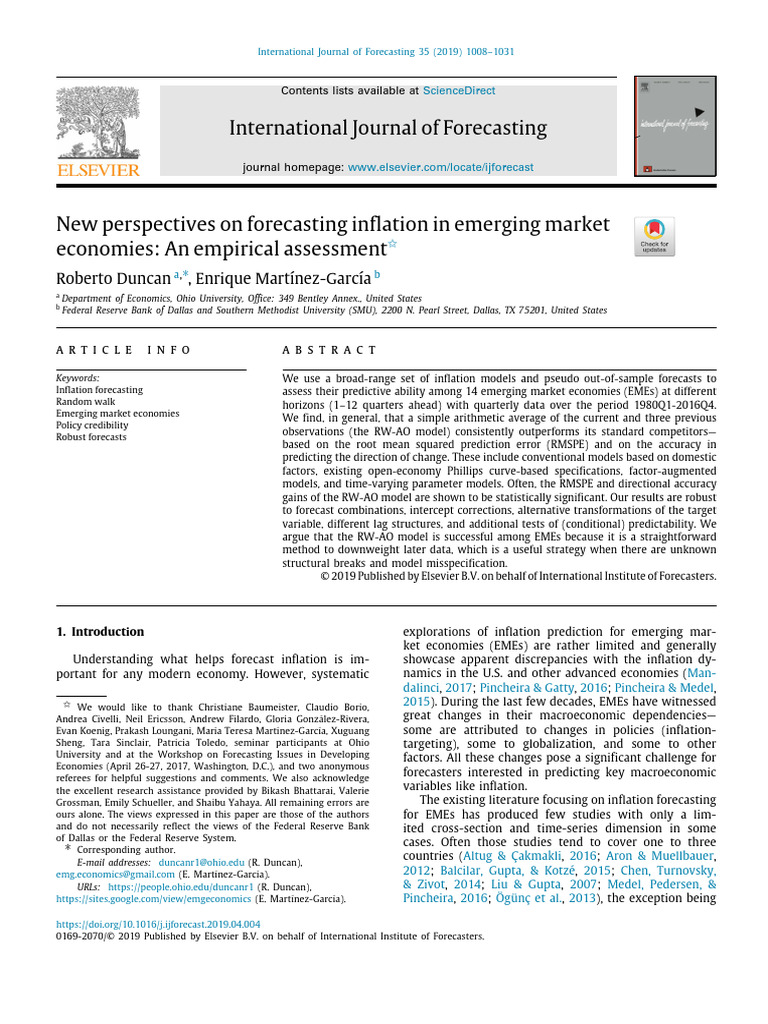 International Journal of Forecasting: Roberto Duncan, Enrique Martínez ...