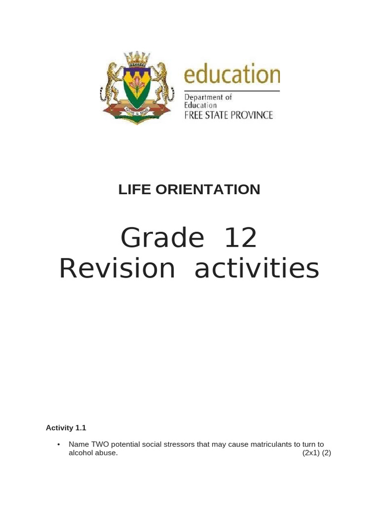 Grade 12 Life Orientation Revision Guide | PDF | Hypertension | Employment