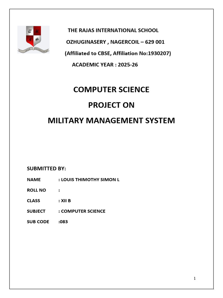 Military Management System Project | PDF | My Sql | Databases