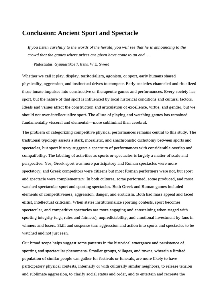 Sport and Spectacle in The Ancient World - (Conclusion) | PDF | Roman ...