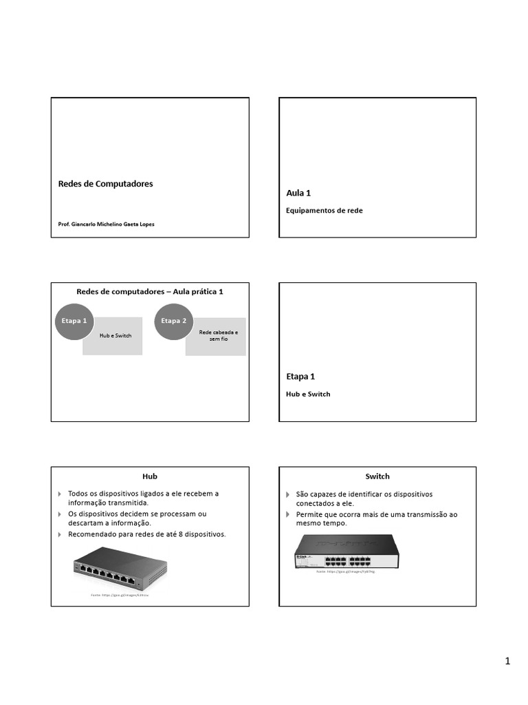 Hub e Switch em Redes de Computadores | PDF | Rede de computadores ...