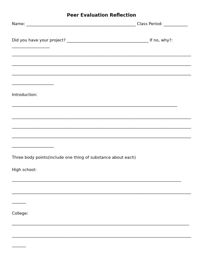 Peer Evaluation Reflection | PDF