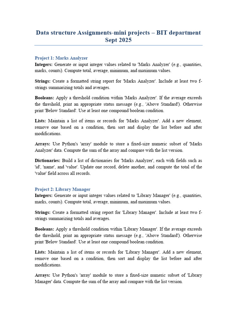 Bit Assignment Group1 Mini Projects | PDF | Boolean Data Type | Integer ...