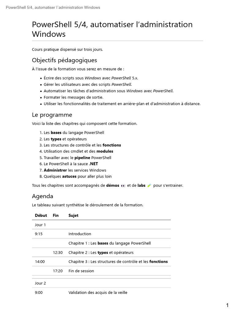 Formation PowerShell 5.x : Administration Windows | PDF | Logiciel ...