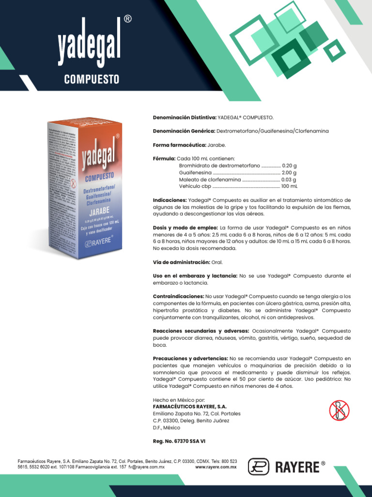 INFO-Yadegal Compuesto 120mL | PDF | Drogas | Especialidades Medicas