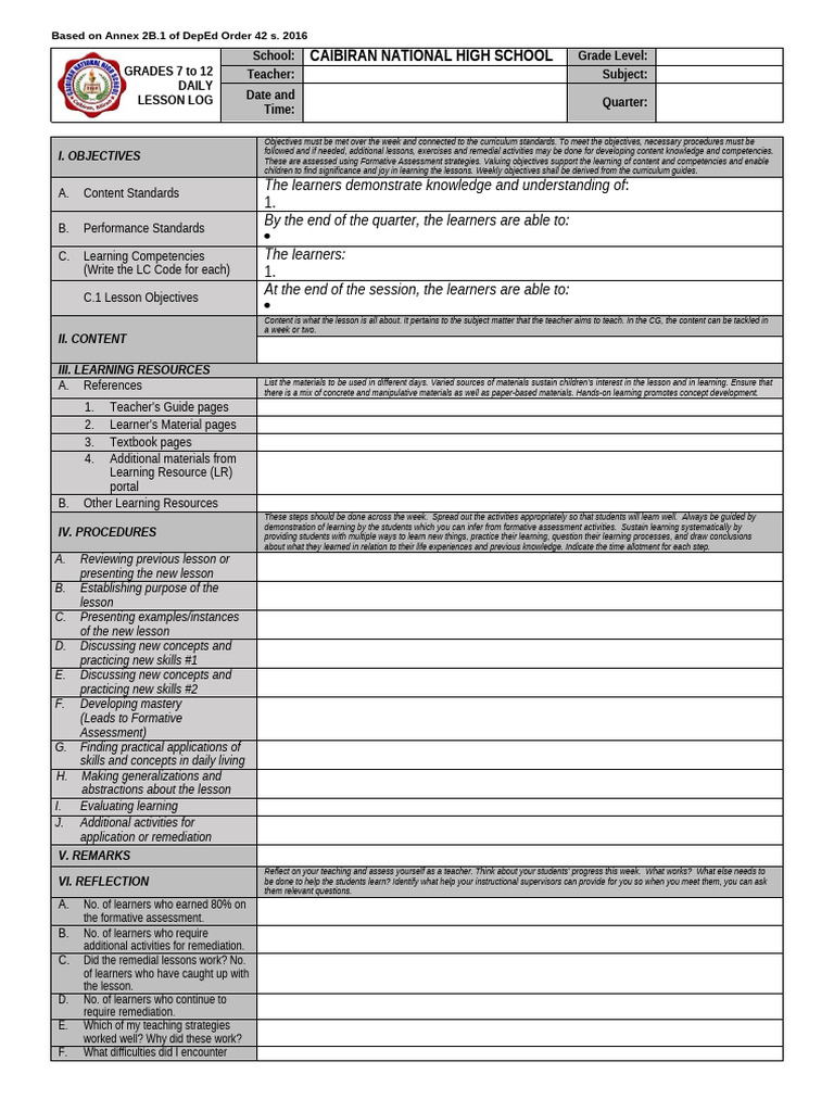 DLL Template | PDF | Learning | Educational Assessment