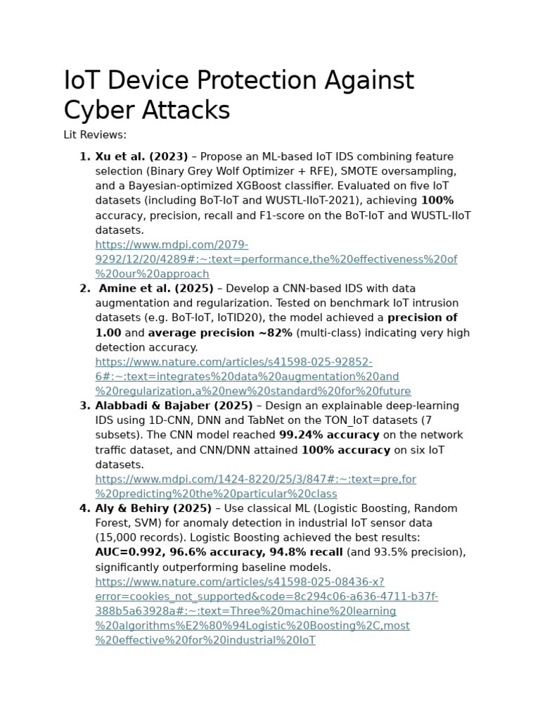 IoT Device Protection Against Cyber Attacks | PDF | Accuracy And ...