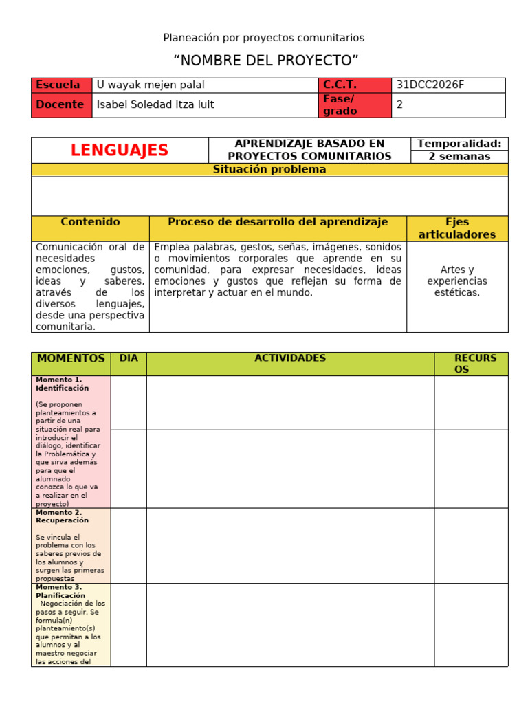 Planeación de Proyectos Comunitarios | PDF | Aprendizaje | Las emociones