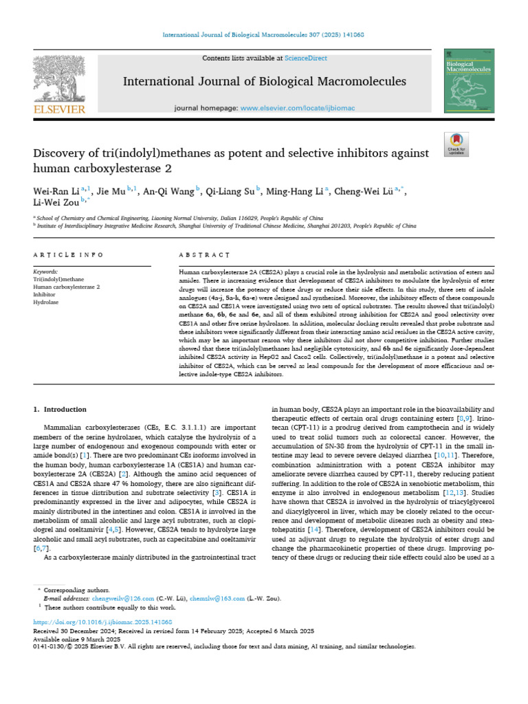 Discovery of Tri (Indolyl) Methanes As Potent and Selective Inhibitors ...