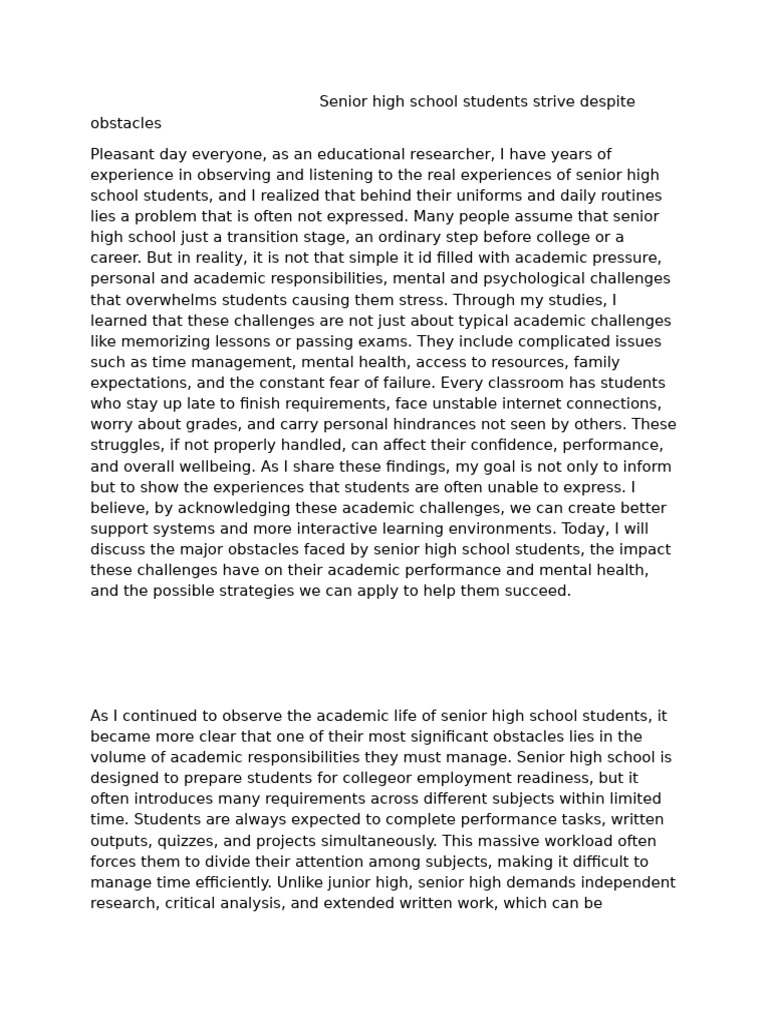 Challenges Faced by Senior High Students | PDF | Libraries ...