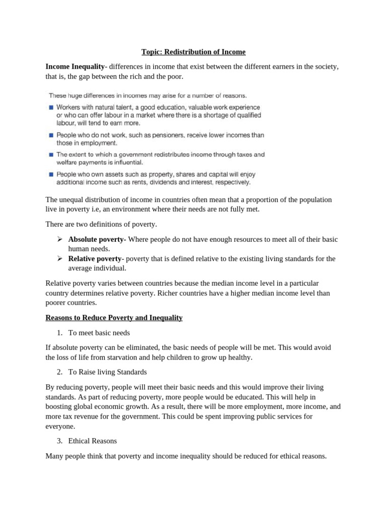 Income Redistribution and Poverty Solutions | PDF | Poverty | Poverty ...