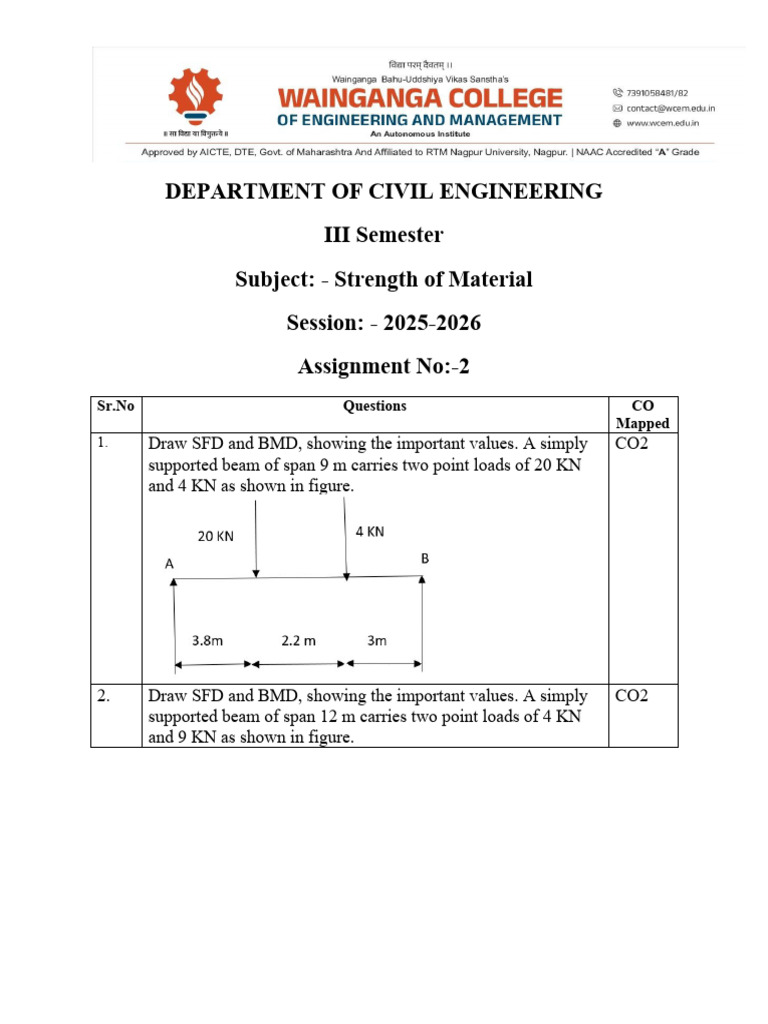 Strength of Materials Assignment 2 | PDF