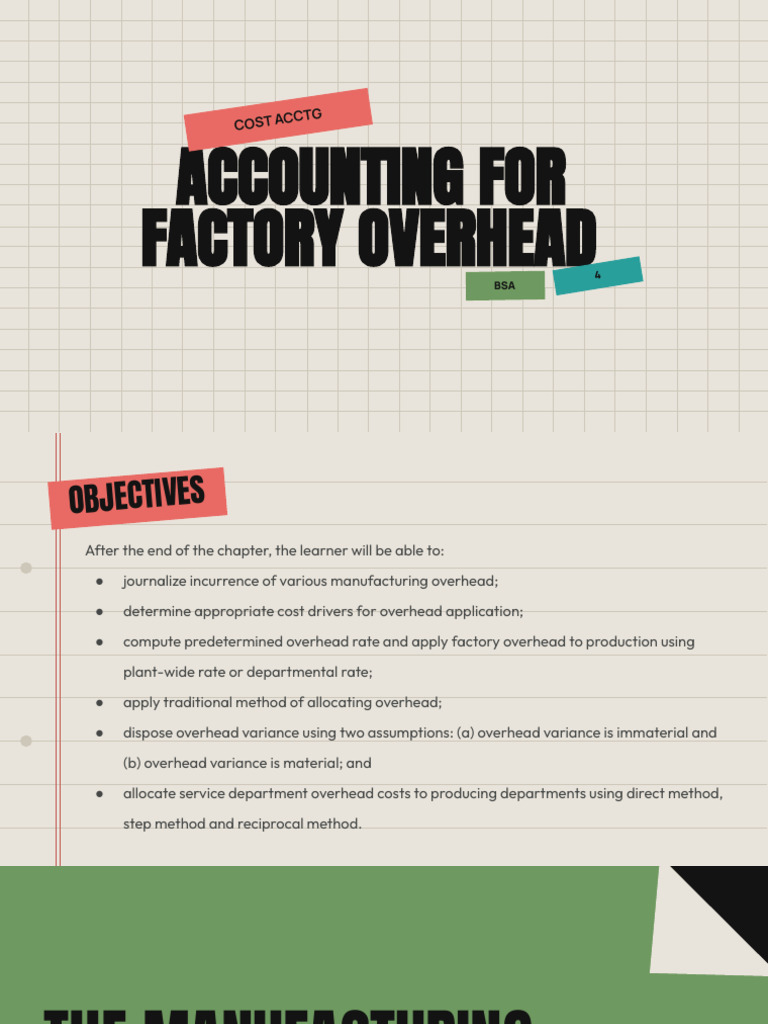 Factory Overhead Accounting Guide | PDF | Cost Of Goods Sold | Inventory