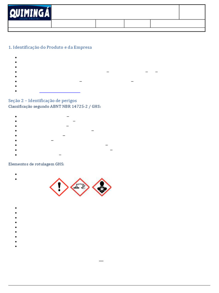 Ficha de Segurança Quimi Cleanox | PDF | Toxicidade | Corrosão