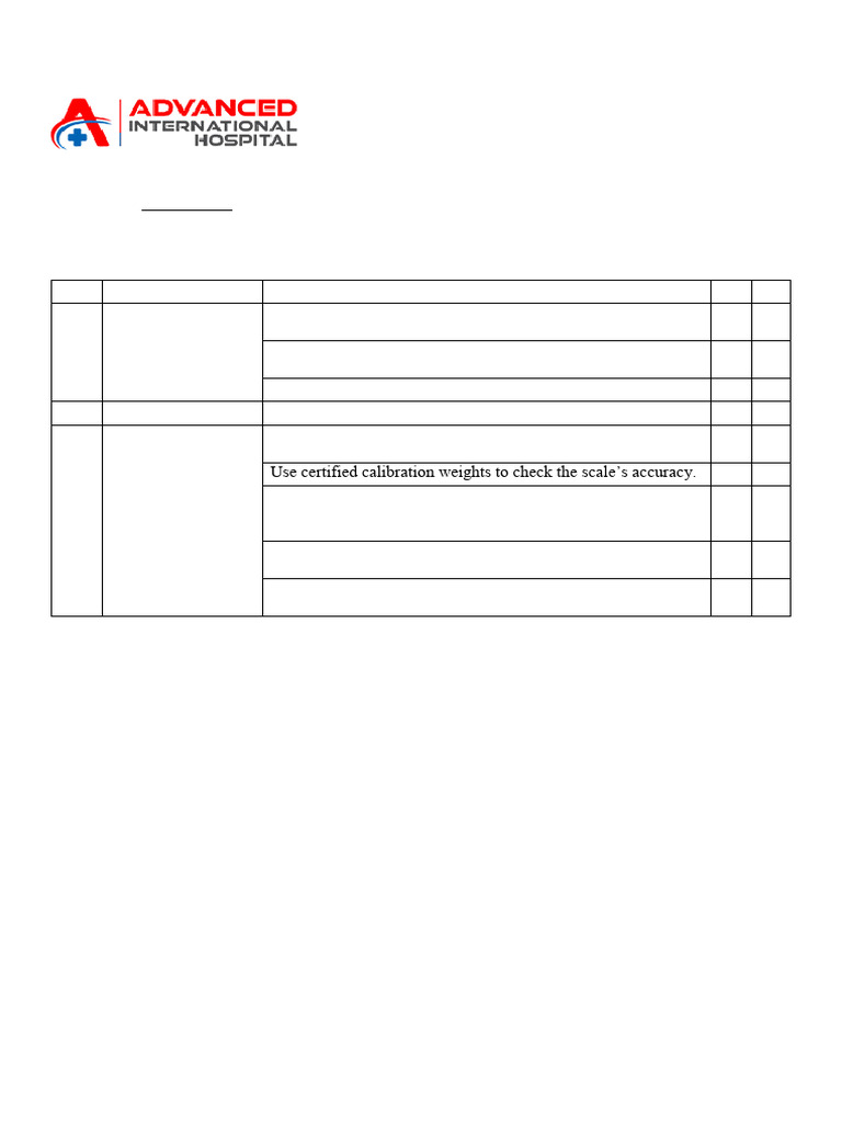 Weight Scale Maintenance Checklist | PDF