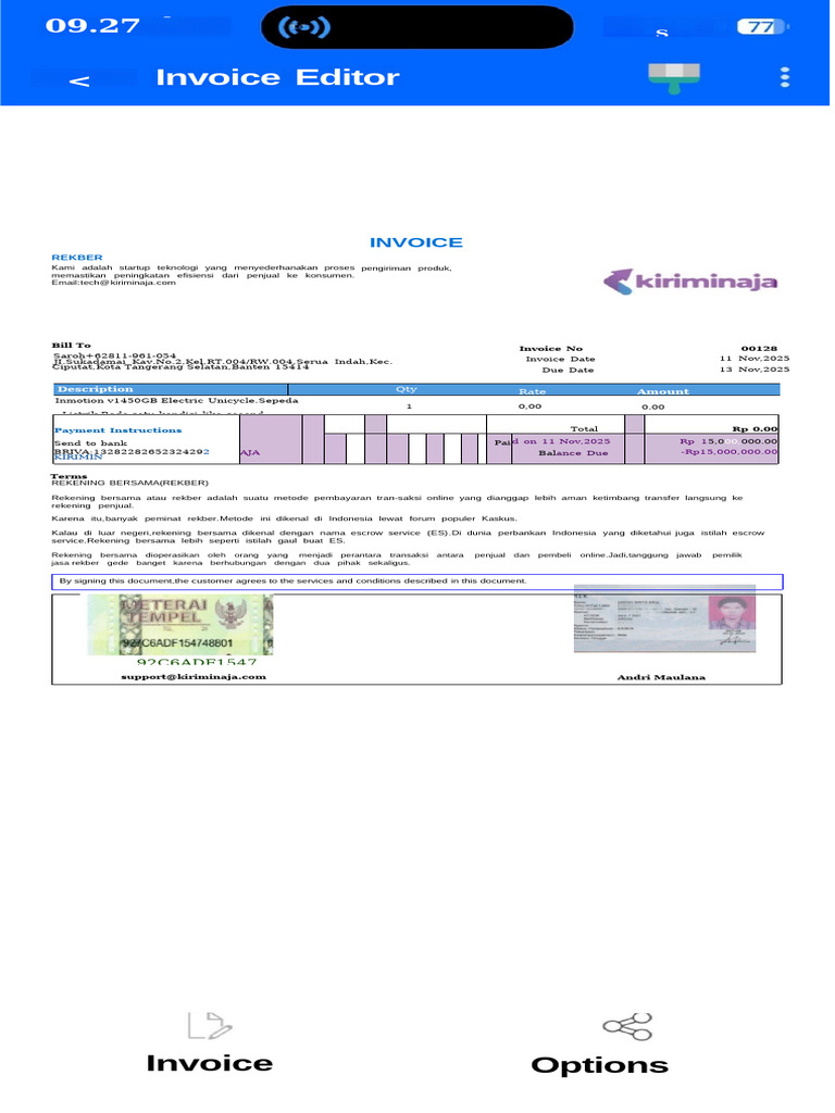 Invoice Pembayaran Rekber Aman | PDF