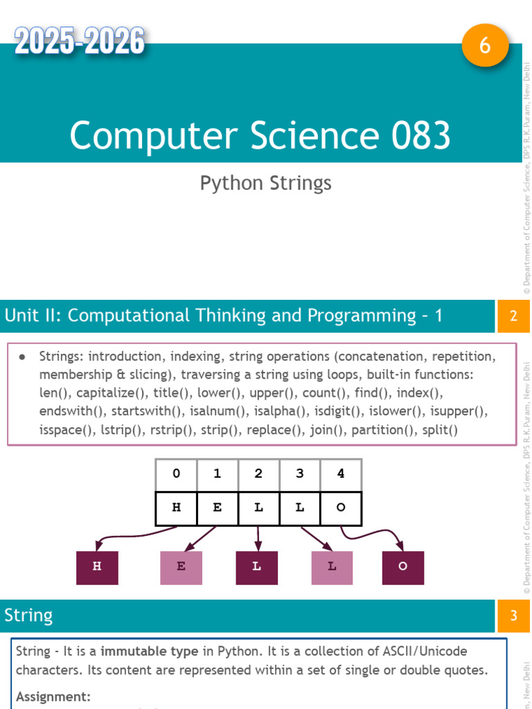06-Python Strings-11 2025-2026 | PDF | Letter Case | String (Computer ...