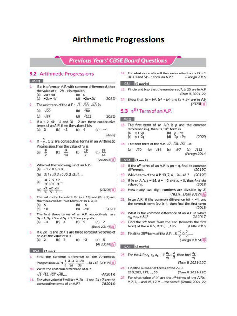 Arithmetic Progressions | PDF