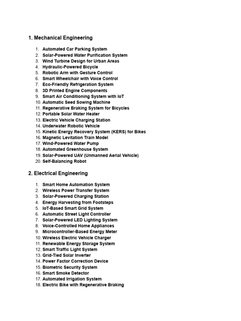 Innovative Engineering Project Ideas | PDF | Robot | Robotics