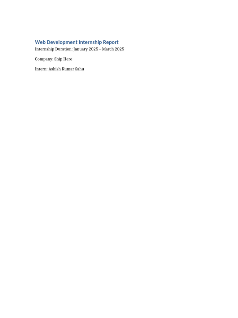 Internship Report 25 Pages Ashish Kumar Sahu | PDF | Databases | Web ...