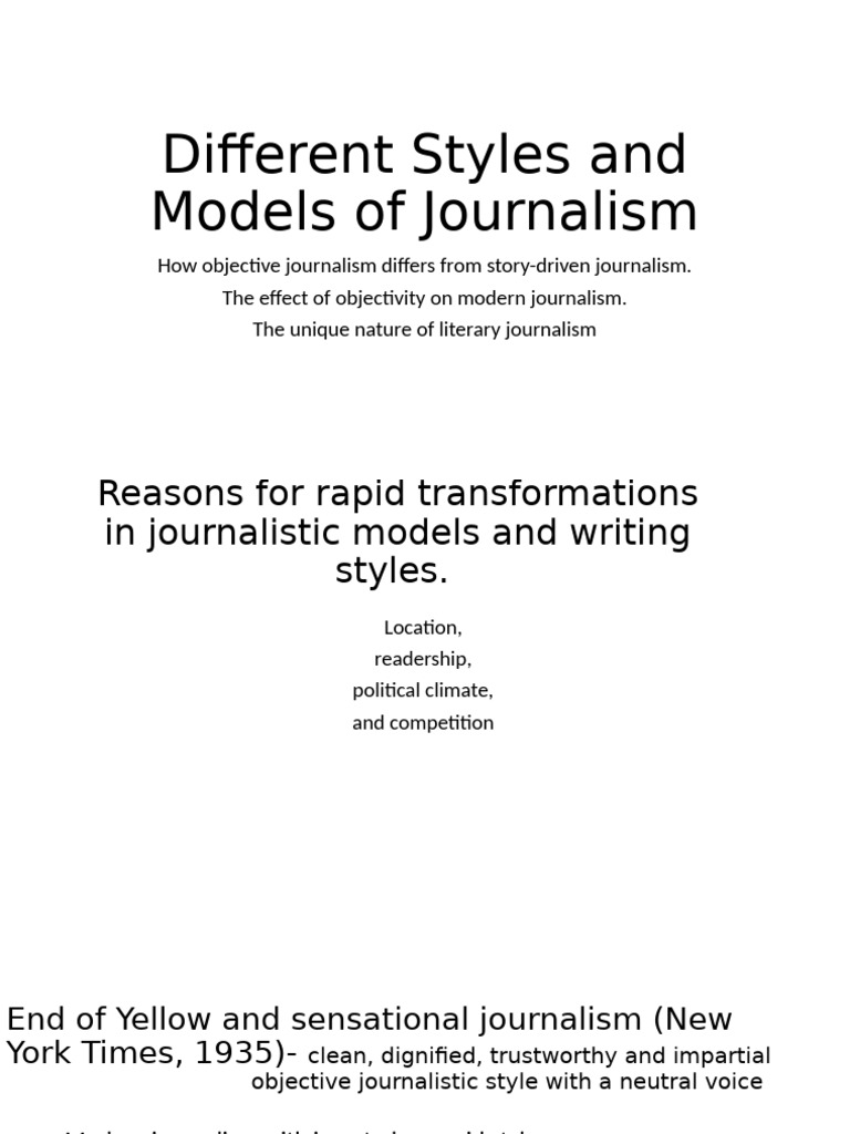 Class 1 Different Styles and Models of Journalism | PDF | Journalism ...