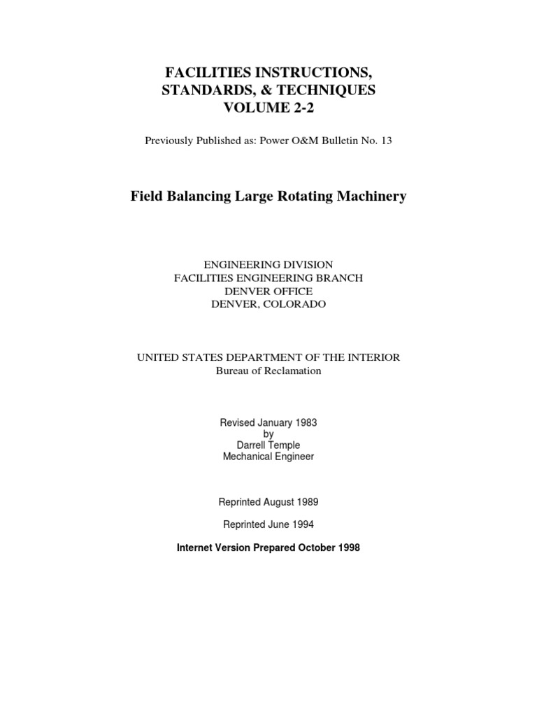 Field Balancing of Rotating Machinery | PDF | Technology & Engineering ...