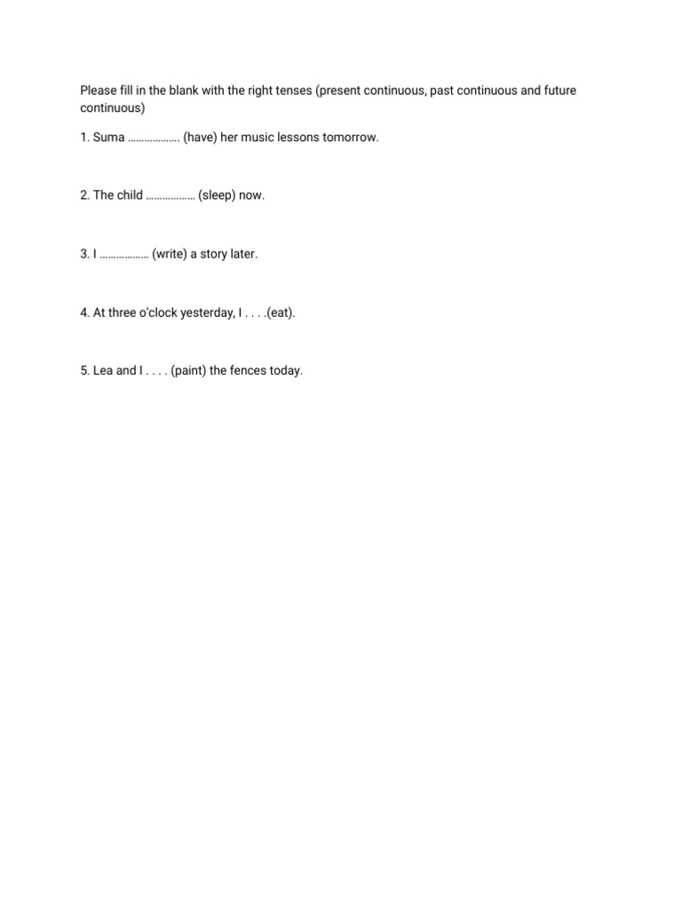 Tense Practice: Continuous Forms | PDF